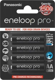Panasonic Eneloop Pro AA 2500 mAh 4'lü (3HCDE/4BE) Kalem Pil kullananlar yorumlar